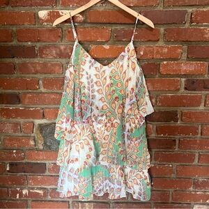 Adelyn Rae women's tiered multi color boho mini dress‎ size small-FLAW NOTED